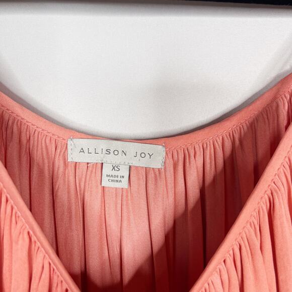 Allison Joy XSmall XS Coral Orange Pleated Camisole Tank Top Scoop Neck Satin - Picture 5 of 8